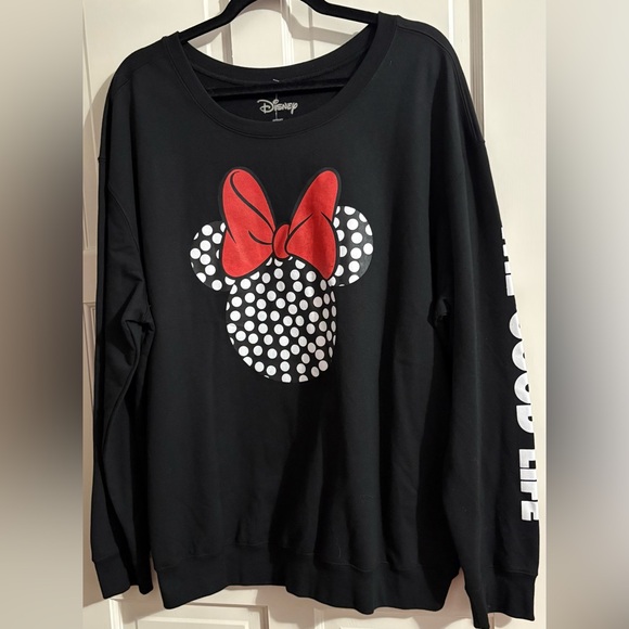 Disney Women’s Plus Black Minnie Mouse Bow Sweatshirt 2X - Picture 1 of 6